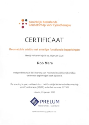 Certificaat Reumatoide artritis met ernstige functionele beperkingen 230125